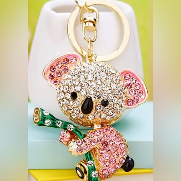 Koala key chain or purse chain pink and crystal rhinestones - Picture 3 of 5